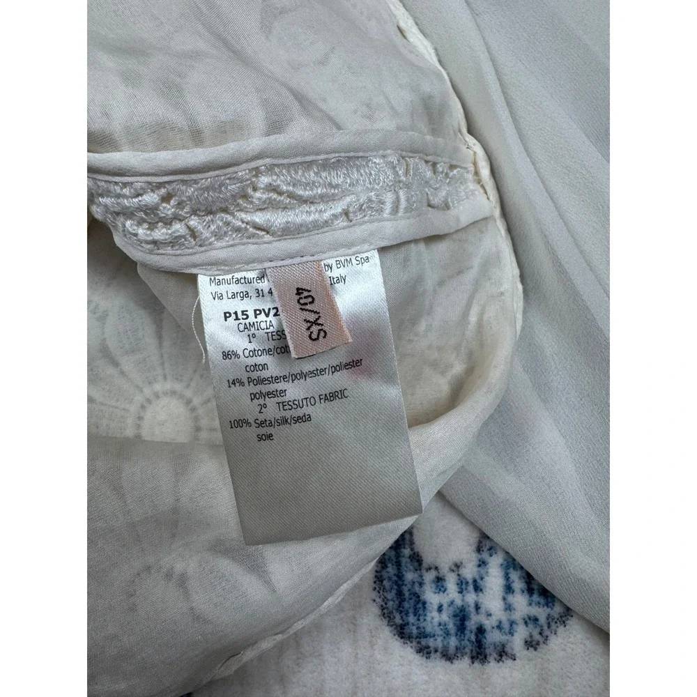 Giambattista Valli Archival Lace Silk Balloon Sleeve Blouse Italy 40 XS Ivory - Picture 4 of 15